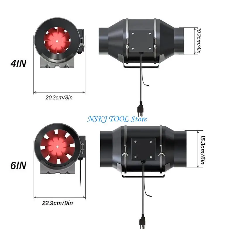 L8RC 4/6 بوصة AC100-240V تدفق التهوية مروحة العادم مراوح المنزل مضمنة الأنابيب النازع التهوية للاحتباس الحراري #6