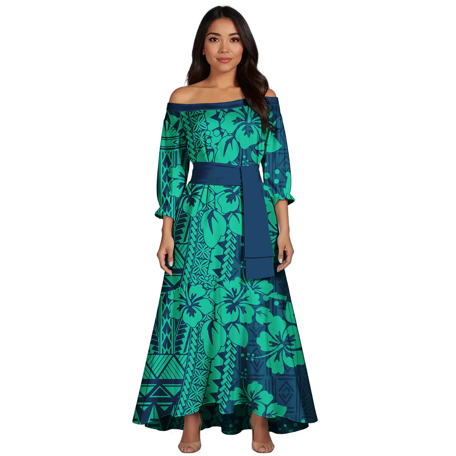 Abiti da festa eleganti per donna Pacific Island Art Abito a coda di pesce dal design hawaiano Abito lungo a sirena Abbigliamento polinesiano