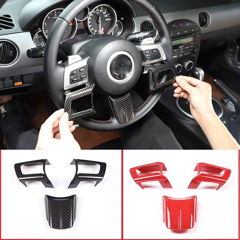 

For 2009-2014 Mazda MX-5 NC ABS Carbon Fiber Car Styling Steering Wheel Button Frame Sticker Car Interior Protection Accessories