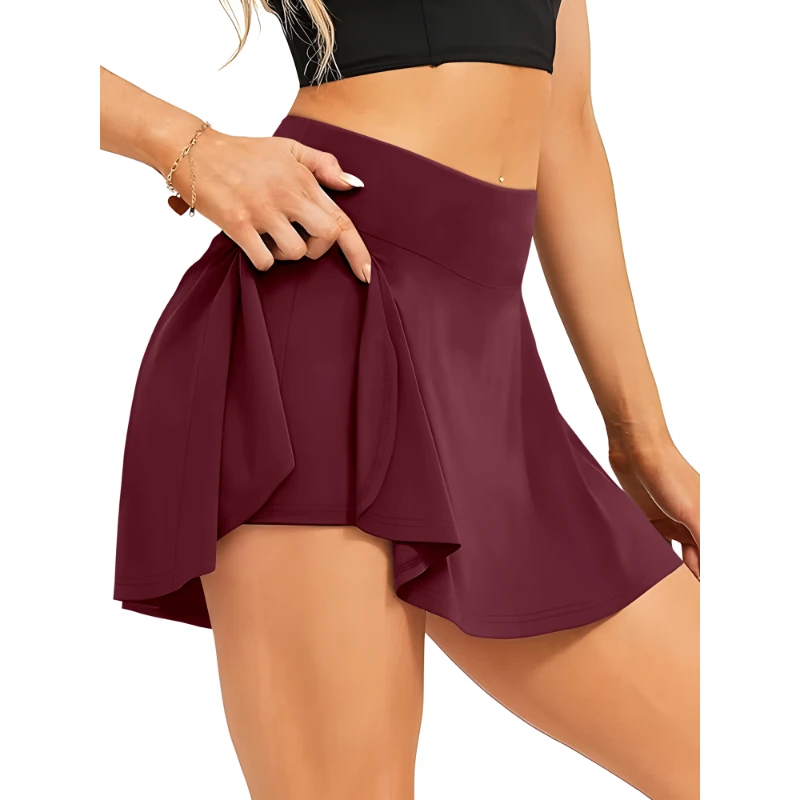 Damesrok Effen kleuren in huidvriendelijke melkzijde Ingebouwde veiligheidsbroek voor dagelijkse sporten 6 kleuren om uit te kiezen