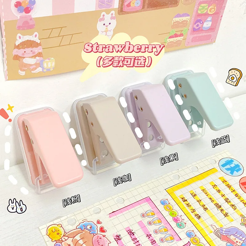 Solid Color 1 Hole Punch Cute Protable 1 Hole Paper Circle Cutter Book Binding Machine Puncher School Office Supplies Stationery