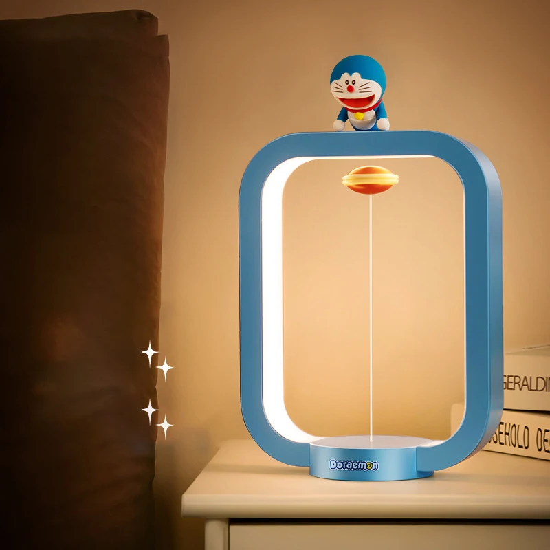 Kawaii Doraemon Anime Cartoon Levitation Balance Lamp USB Magnetic LED Night Light 3 Colors Dimmable Desk Lamps Desktop Ornament