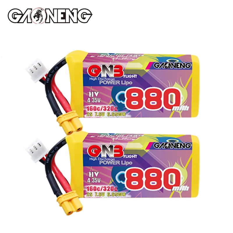 2PCS GNB 2S 7.6V Lipo Battery 880mAh 160C/320C MiniStar With XT30 Plug For RC FPV Drone Quadcopter Helicopter Airplane Parts