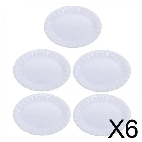 6x 5Pcs 1:12 Miniature Dish Tray Mini Plate Dishes Micro Landscape Life Scene Simulation Kitchen Accessory Dessert Dish Plate