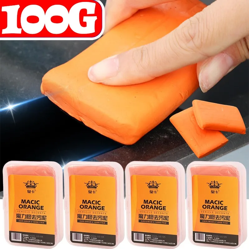 

100g Orange Car Clay Bar Auto Detailing Cleaning Mud Sludge Removing Iron Powder Rust Paint Care Washing Tool Accessories Kit
