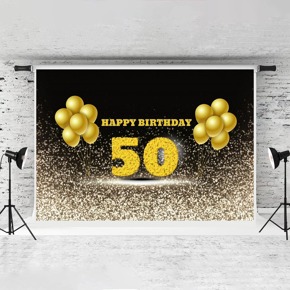 Fifty Years Old Happy 50th Birthday Banner Backdrop Decorations Women Poster Photo Booth Props Rose Gold Party Supplies Outdoor