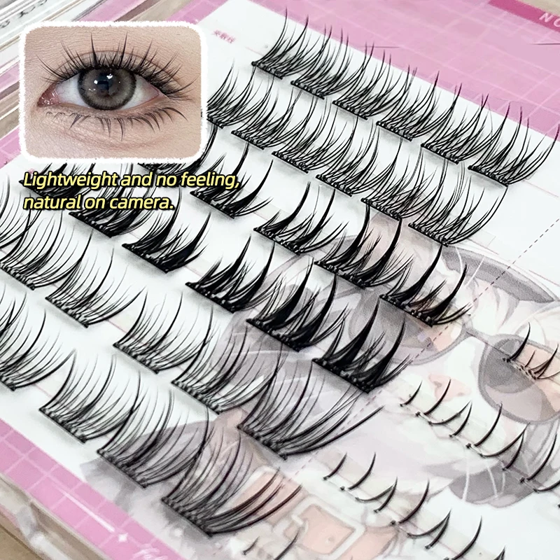 Gege Bear, Natural Curled and Non Adhesive False Eyelashes, Natural Korean, European and American Eye Makeup, Big Eyes