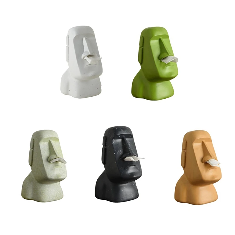 Easter Island Stone Statue Paper Towel Box Home Decoration Statue Retro Living Room Decoration Home Accessories