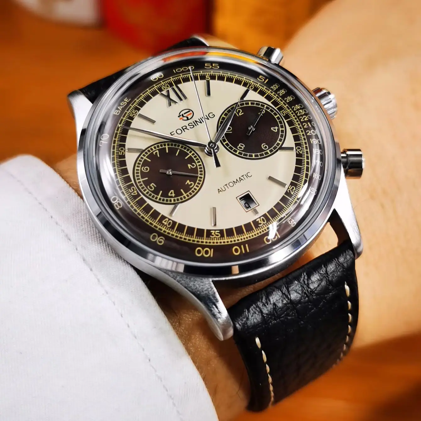 

Forsining Retro Business Mechanical Watch for Men Calendar Small Dials Leather Belt Fashion Luxury Brand Automatic Mens Watches