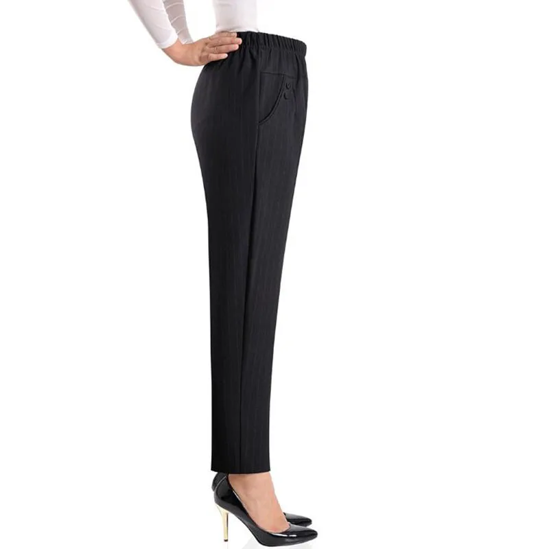 Plus size 8XL Autumn Women Trousers Oversize Elastic High Waist Loose Casual Pants Middle-aged Female Winter Warm Stretch Pants