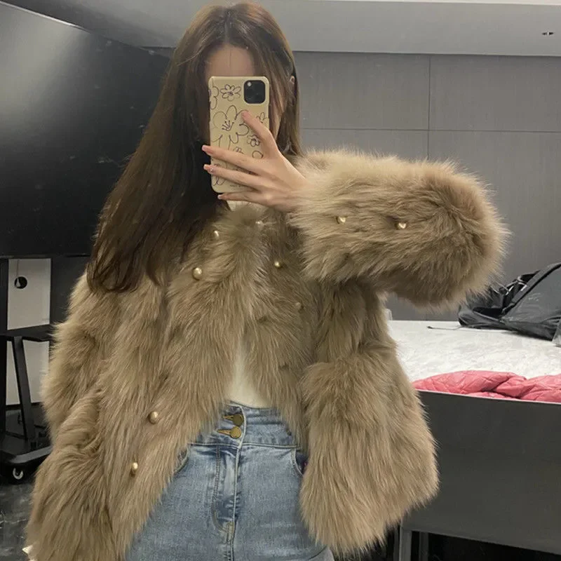 Fur Winter Fashion New Women's Temperament Warm Coat Loose Simulation Fox Fur Temperament Thick Coat Faux Fur