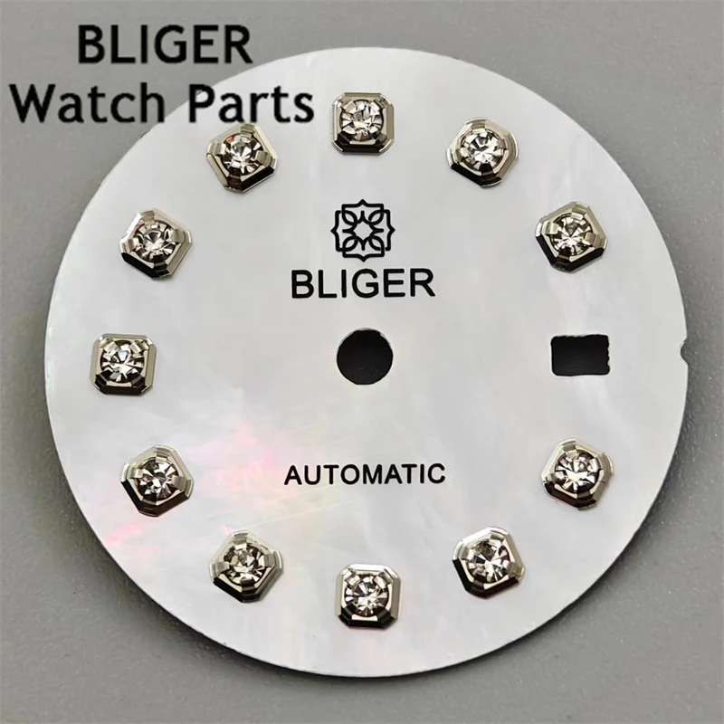 BLIGER 20.5mm Watch Dial For Ladies Watch Fit NH05A NH05 Automatic Movement Date Display Silver/Gold/Rose gold Diamond Index