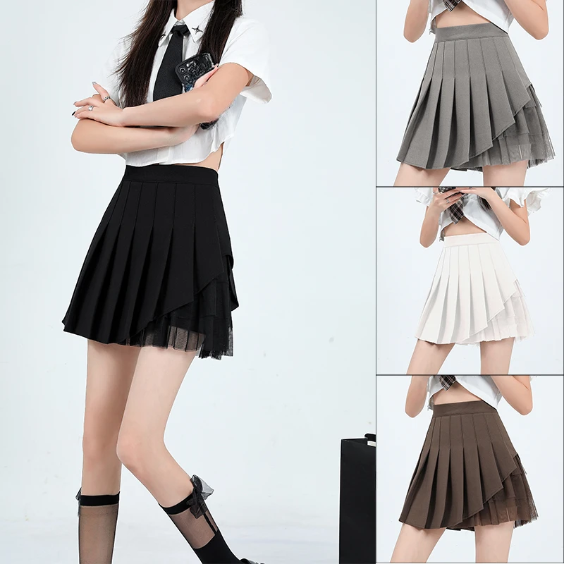 Skirt Shorts Summer Clothes For Women 2023 Fashion Harajuku Korean Style Holiday Outfits With Mesh White Mini Pleated Skirts