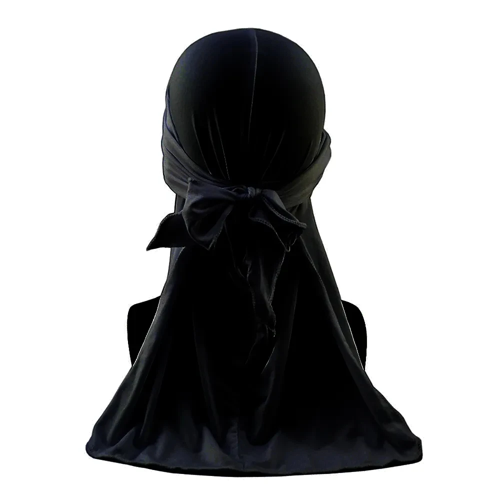 Unisex Silky Durags Bandanas Turban Hat Wigs Doo Men Satin Durag Biker Headwear Headband Hair Accessories Extra Long Tail Du-Rag