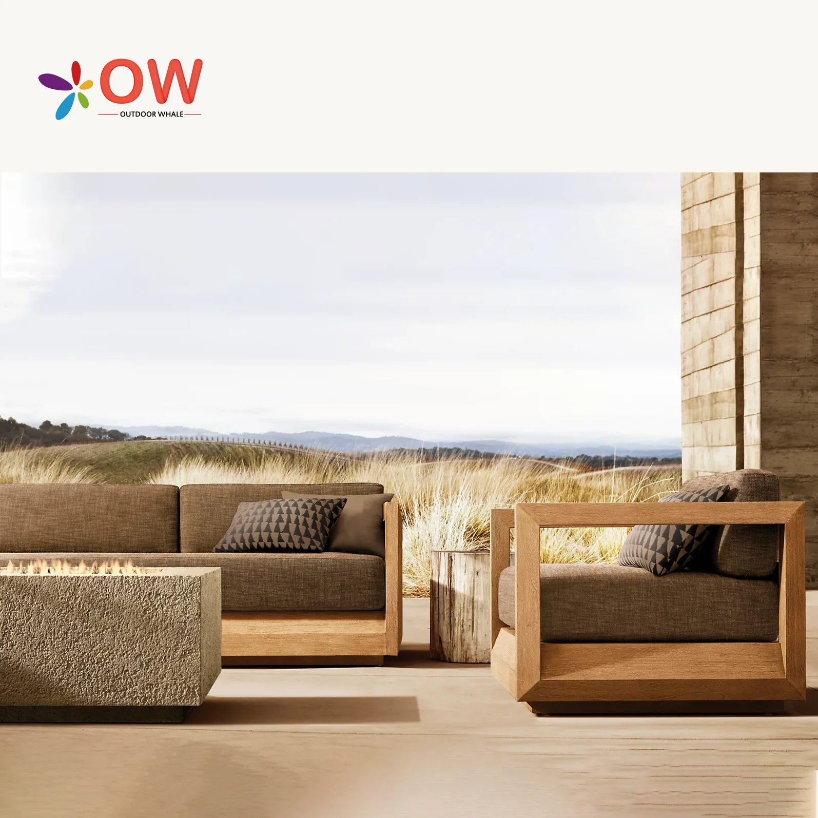 High Outdoor Furniture Set Luxury Teak Garden Sofa Set Villa Patio Furniture Set Modern Resort Luxury Couche Garden Furniture