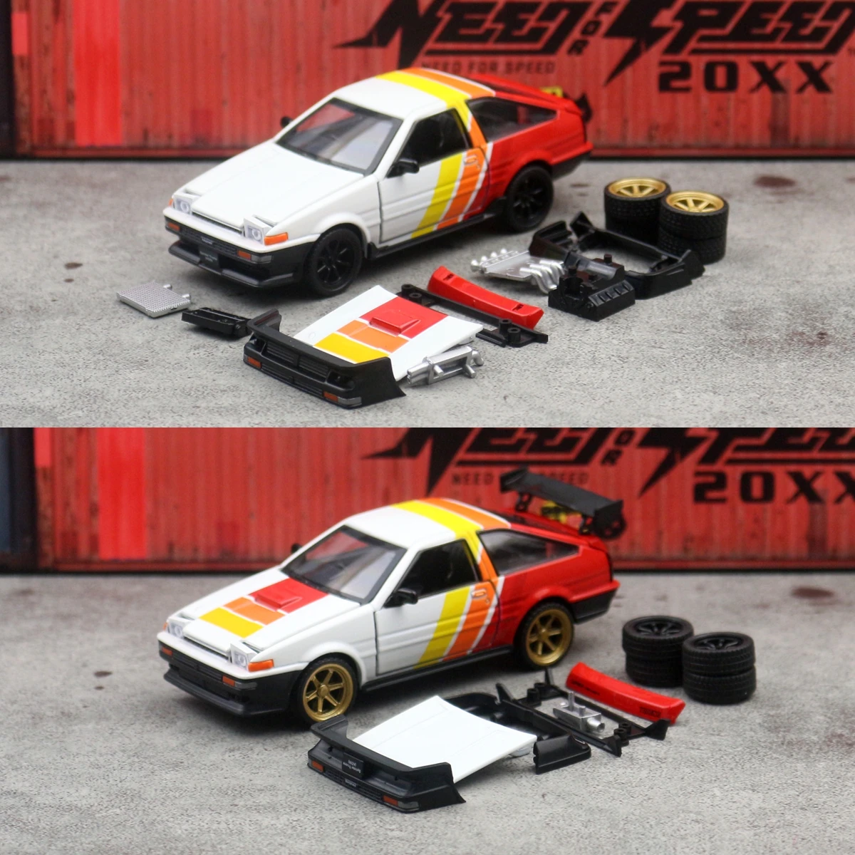 1/37 TOYOTA AE86 Sprinter Trueno Racing Toy Car CCA Assembly Model Kit Diecast Miniature Free Wheels Collection Gift For Boys view 3