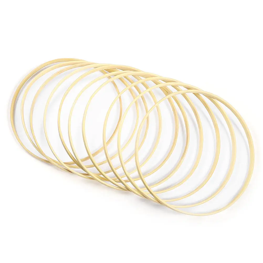 13Pcs Bamboo Dreamcatcher Rings 15Cm Round Fan Frame DIY Craft Supplies Handwork Project Accessories Windchime Curtain