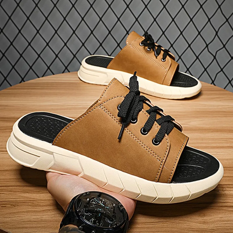 

Fashion Men Slippers Outdoor Casual Sport Slippers Summer Open Toe Beach Shoes for Men Non-slip Platform Slipper Chanclas Hombre