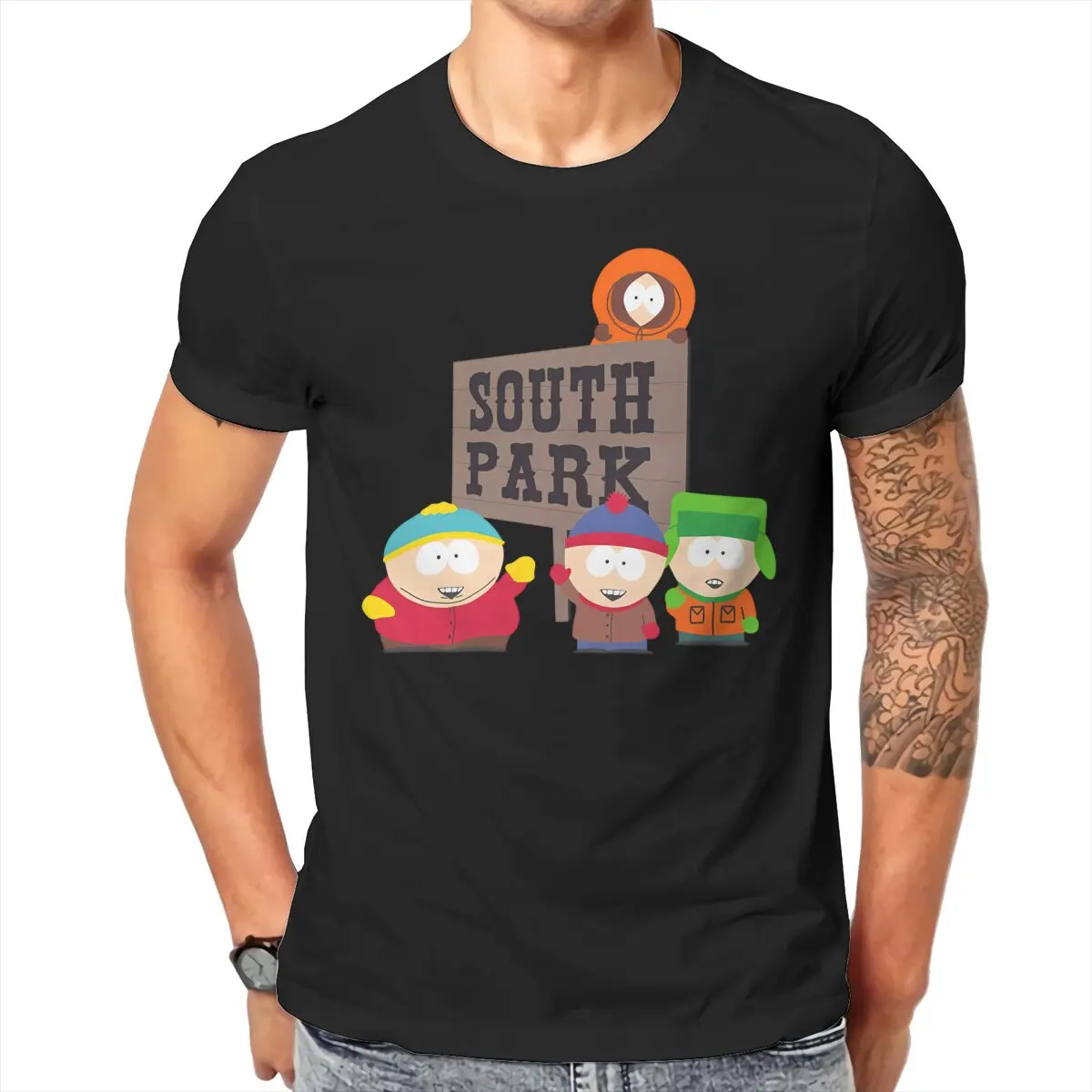 Men S-southpark Theme South Park Cartoon Character Printing graphic t shirts Men's polyester long sleeved T-shirt Fashionable