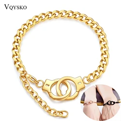 VQYSKO Simple all-in-one stainless steel couples fashion handcuff bracelet for lovers Valentine's Day gift jewelry