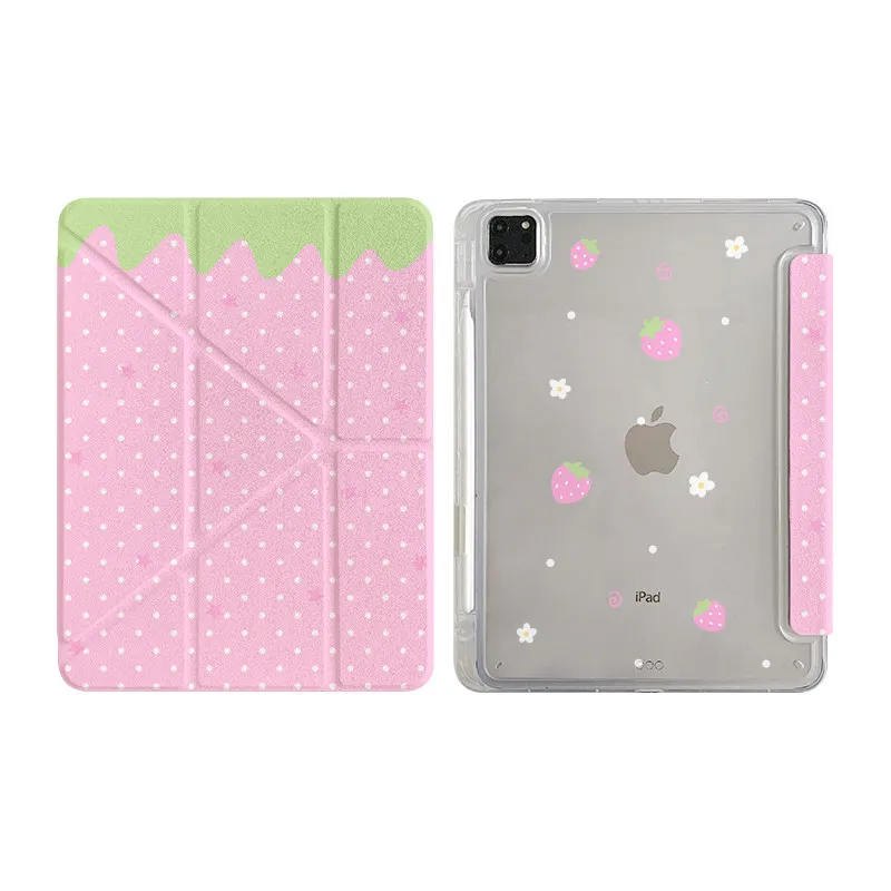 

Pink Strawberry Polka Dots For iPad Pro 11 M2 M3 M4 M5 A16 2025 Air 4 5 6 7 12.9/13/9.7/10.2/10.5/9.7in 5th 6th 7/8/9 10th 11th