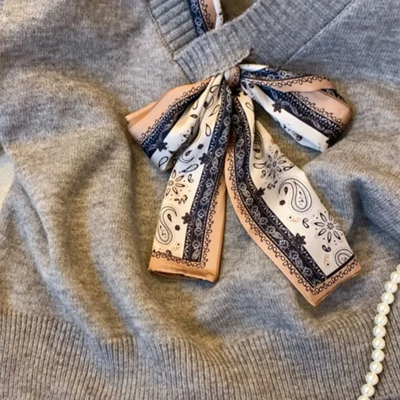 Autumn Winter Knitted Vest Women V Neck Bandage Bow Sleeveless Y2k Sweater Korean Preppy Style Fashion Overlap Crop Top