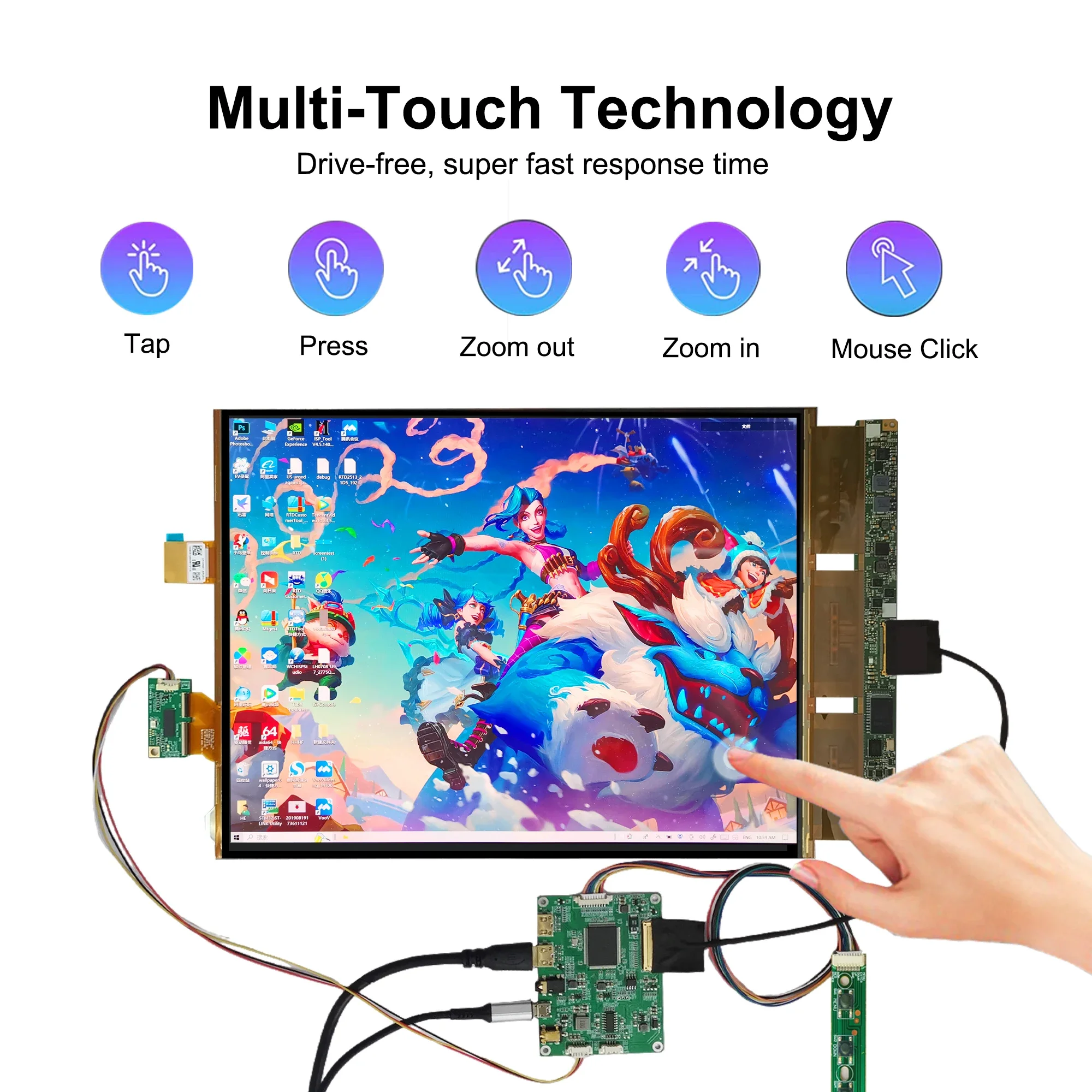 Imagem -06 - Wisecoo-ultrathin Bendable Touch Monitor Flexível Display Módulo Amoled Controller Board Screen 2k Ips 2048x1536 60hz 133