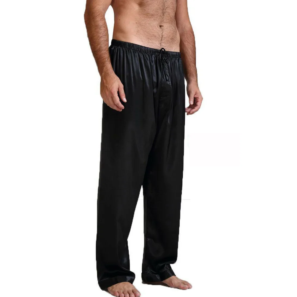 

Men's Pajama Pants Imitated Silk Pyjamas Pants Sleeping Bottoms Nightwear Silky Sleepwear Trousers Casual loose Pants