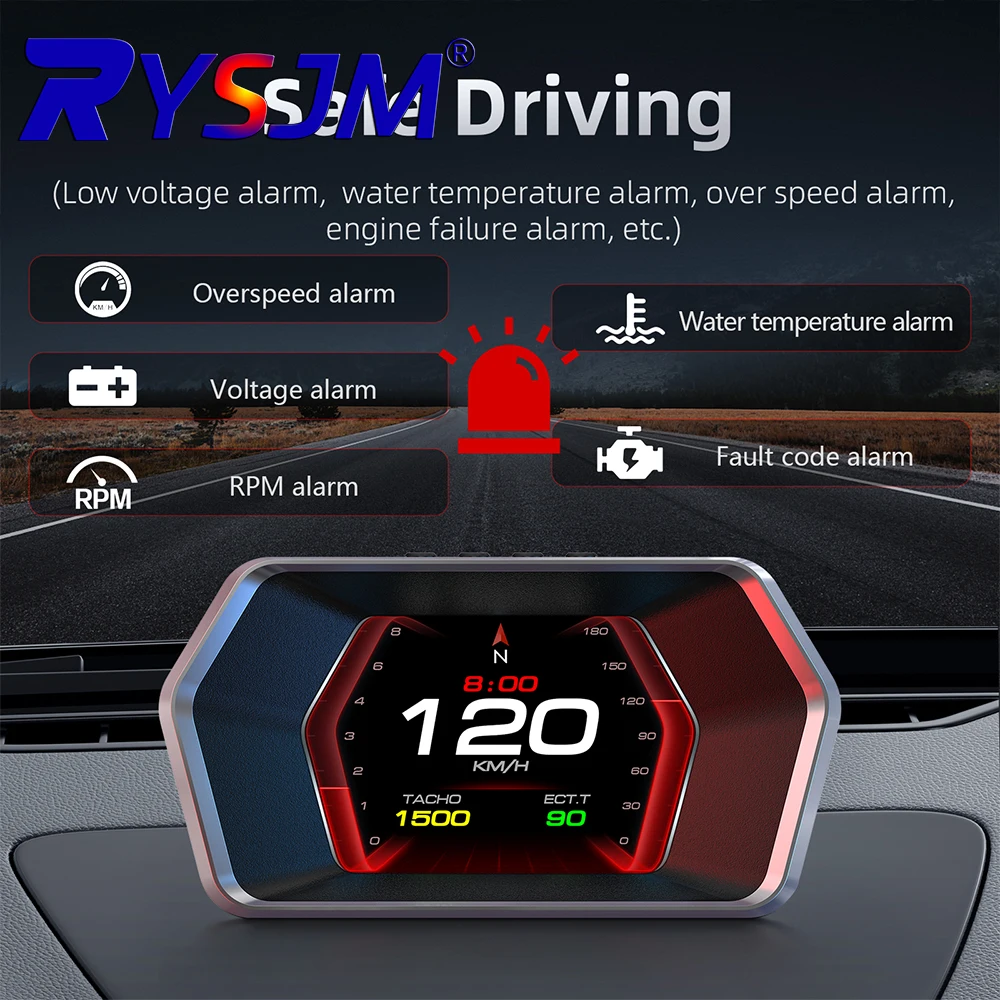 P17 HUD OBD2 GPS On-board Computer GPS Mileage Speed Meter Voltage Gauge Fuel consumption Auto Electronics