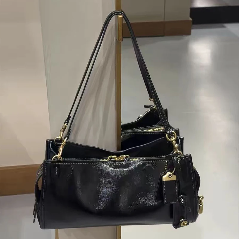 

Luxury Retro Shoulder Bag Oil-waxed Leather Women's Handbag New Fashion Simple Underarm Bag High-quality Casual Commuter Bag