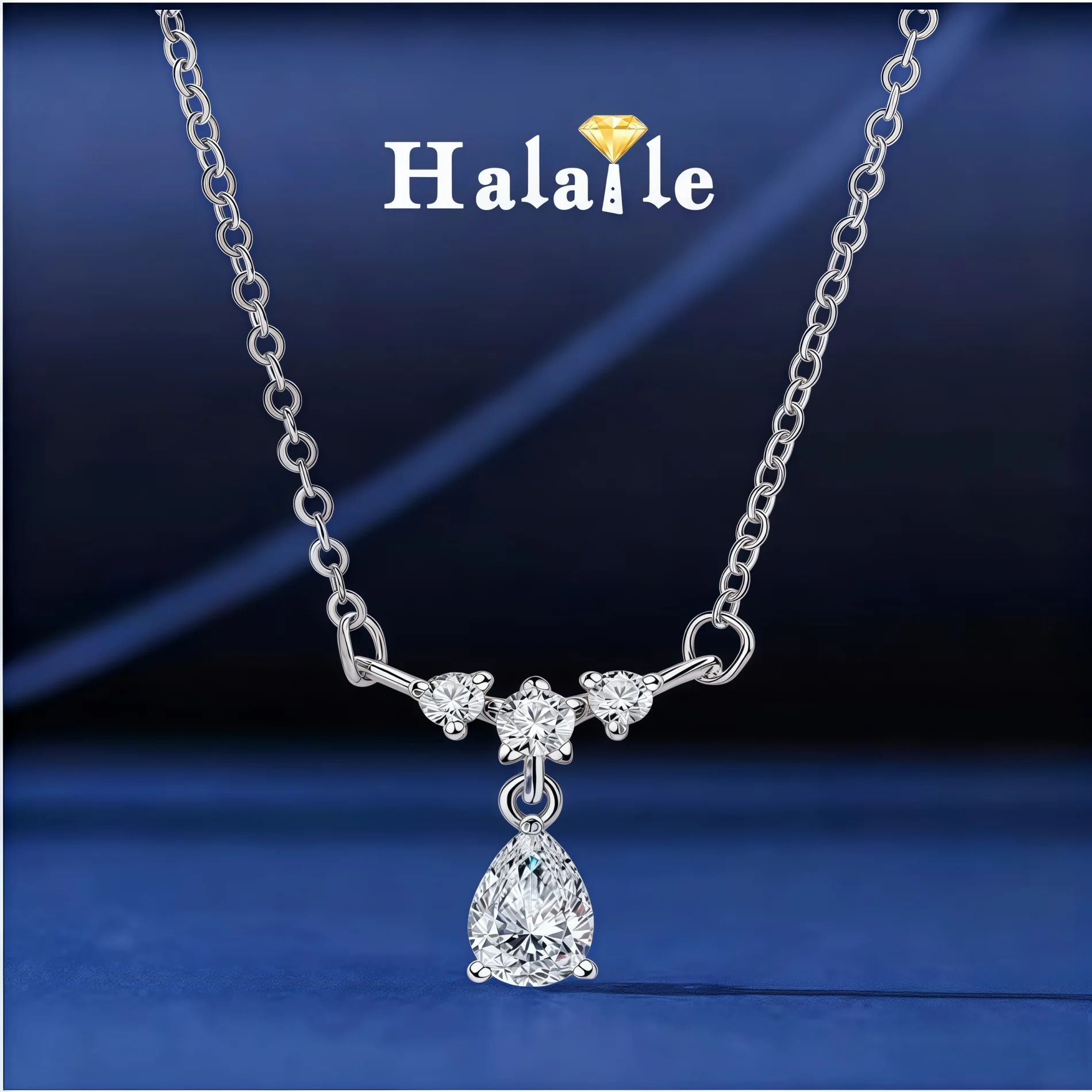 

Halaile 0,8 карата Муассанит/циркон грушевидной огранки ожерелье из стерлингового серебра 925 пробы для женщин сверкающие ювелирные изделия на годовщину