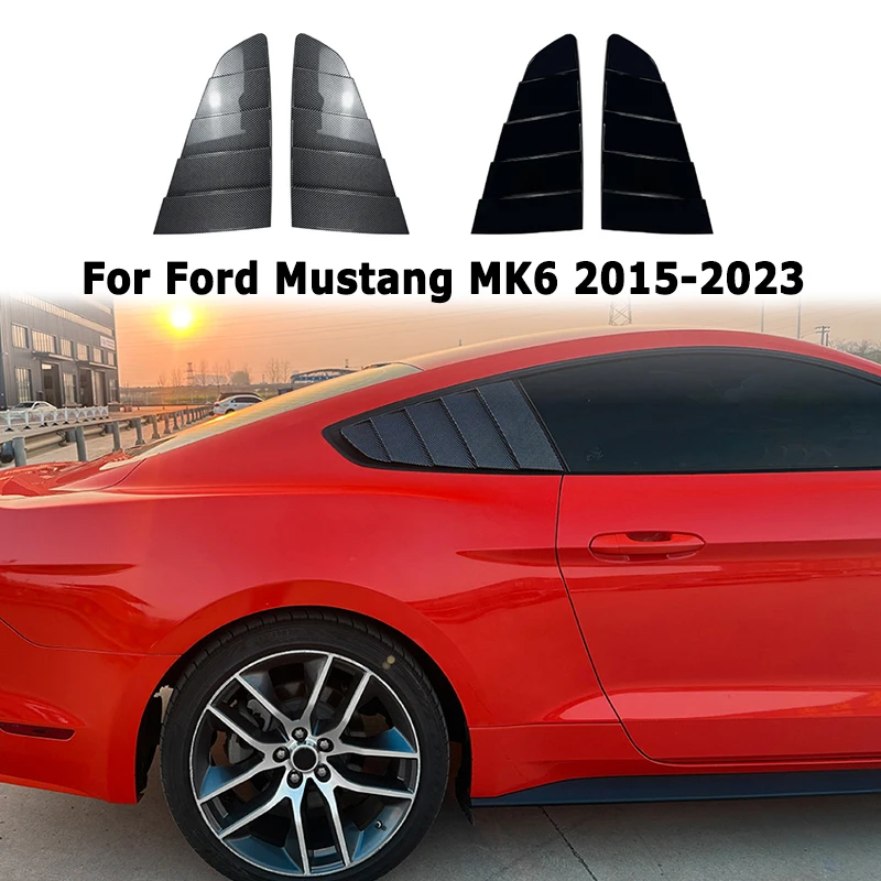 Car Rear Window Louvers for Ford Mustang MK6 2015-2023 Shutter Blind Triangular Trim Cover Exterior Car Accessories Aftermarket