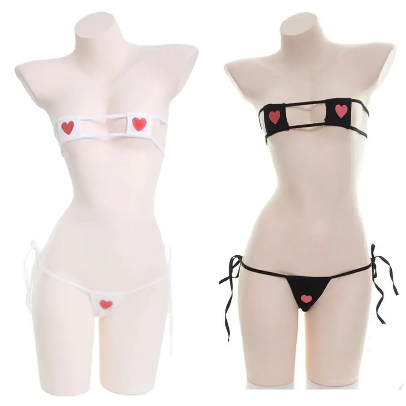 

Women Girls Sexy Lingerie JapaneseAnime Erotic Costume Bra Underwear SetTwo Dimensional Clothing Pure Color Small Fresh Style