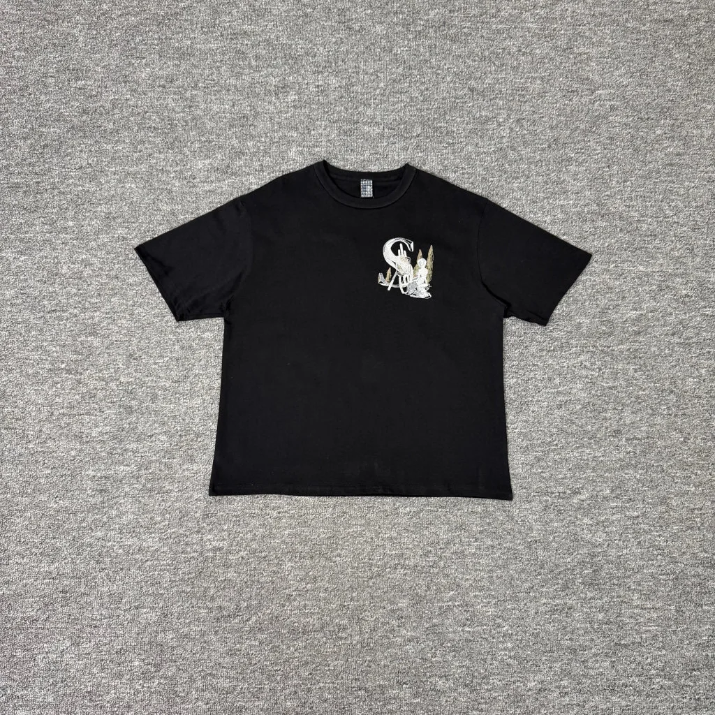 

Новая футболка Derschutze «Галерея» 2026 года, вышитая, летняя, повседневная, свободного кроя, из чистого хлопка, с круглым вырезом