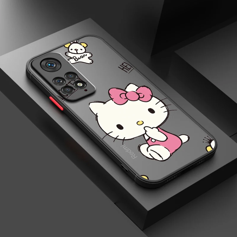 Capa de telefone translúcida Sanrio Hello Kitty, Pink Girl, Redmi 8, 8A, 9A, 9C, 9AT, 9, 9T, 10X, 10A, 10C, 10, 11A, 12C, 12, 13C, 5G