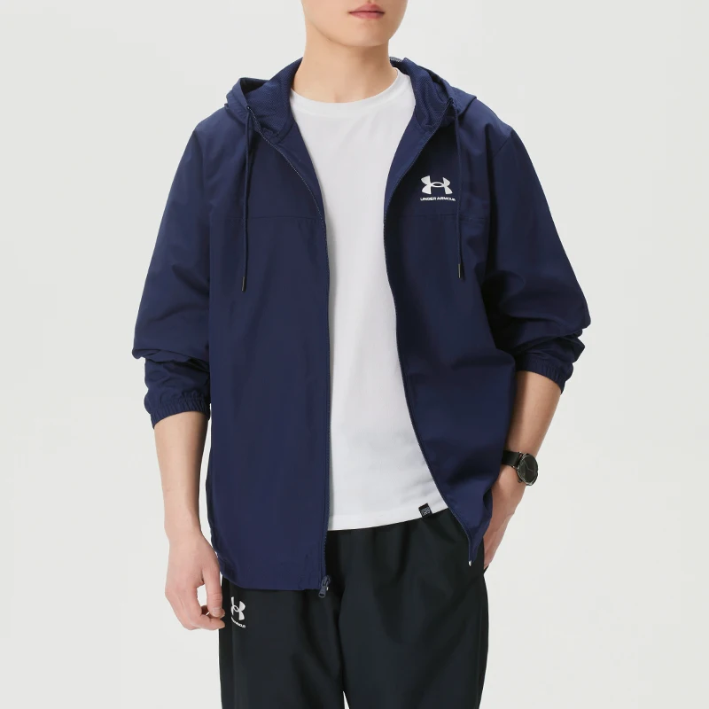 Under Armour Men's Rival Men's Sports Hooded Jacket Woven Running Fitness Casual Jacket 1390149-410