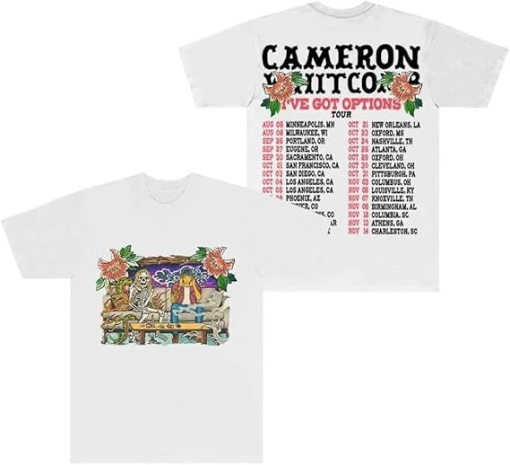 Cameron Whitcomb I’ve Got Options Tour 2025 T-Shirt – Unisex Streetwear Crewneck Short Sleeve Tee for Men and Women