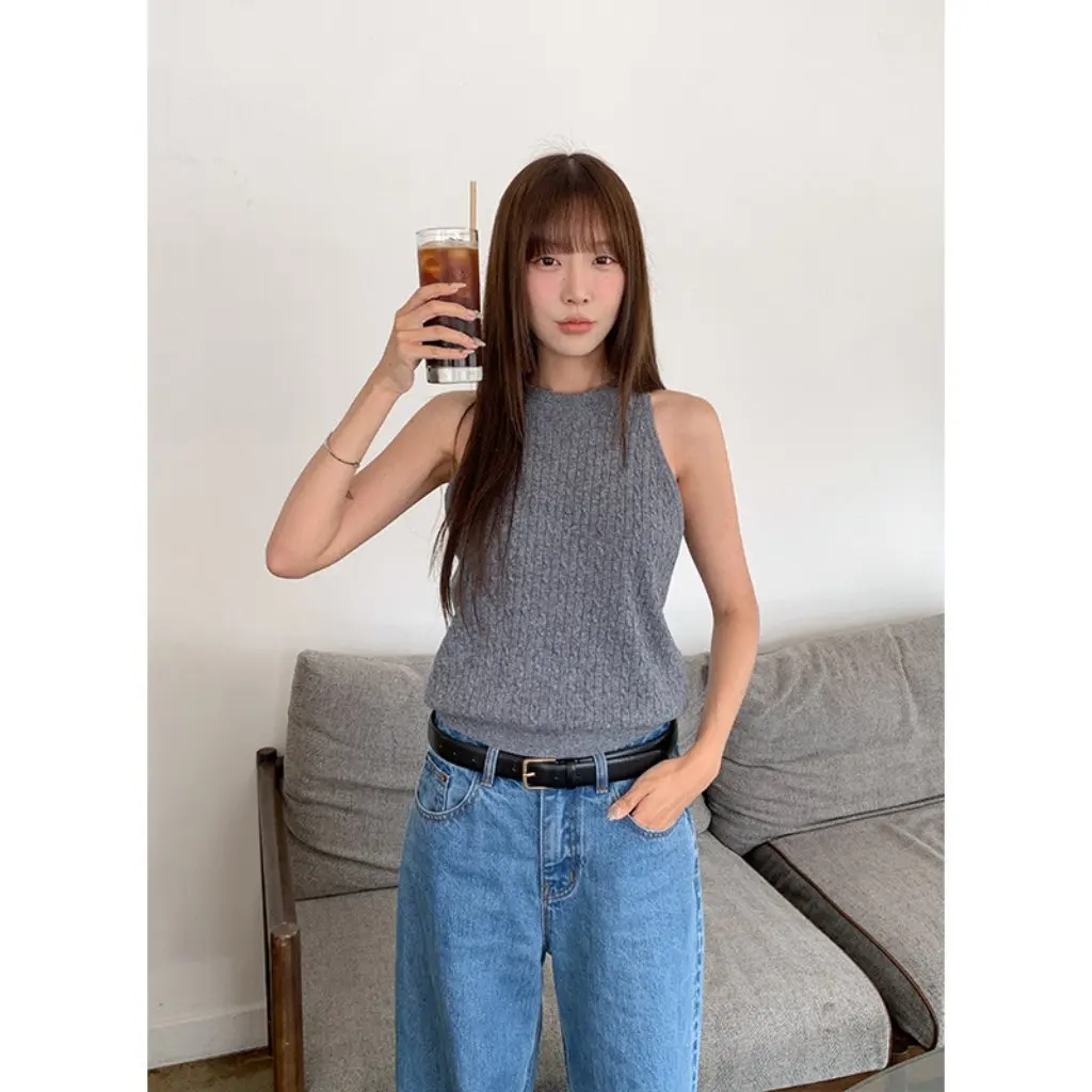 

Mulan женский свободный вязаный шерстяной жилет с грубой иглой, осенний новый стиль, универсальный повседневный модный топ, открытый кардиган