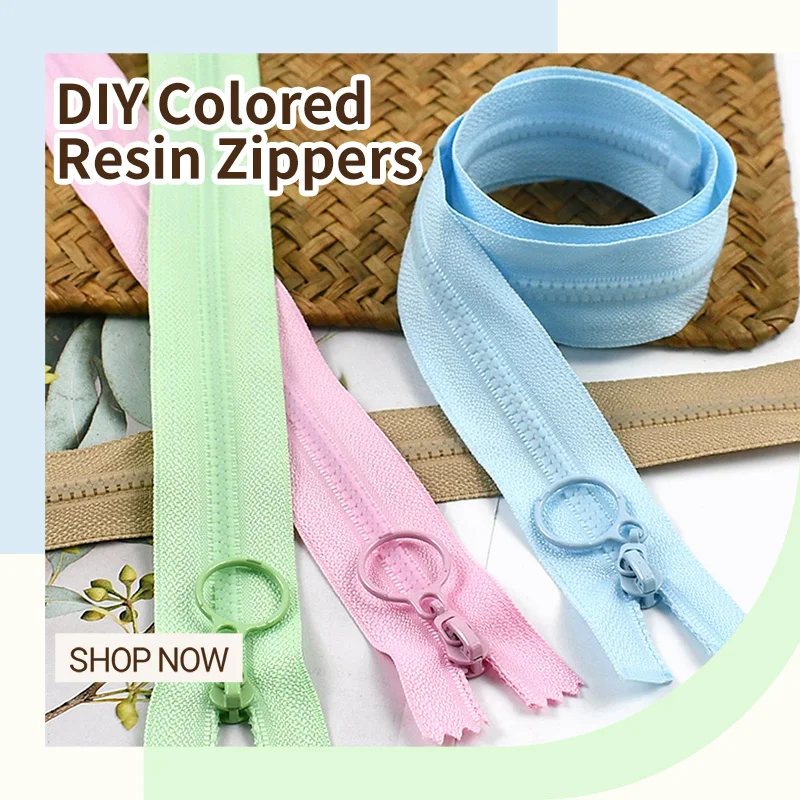 

2/5Pcs 3# Resin Zippers 25cm Close-end 60cm Open-end Zipper Ring Puller Garment Decor Zip Wallet Closure Zips DIY Accessories