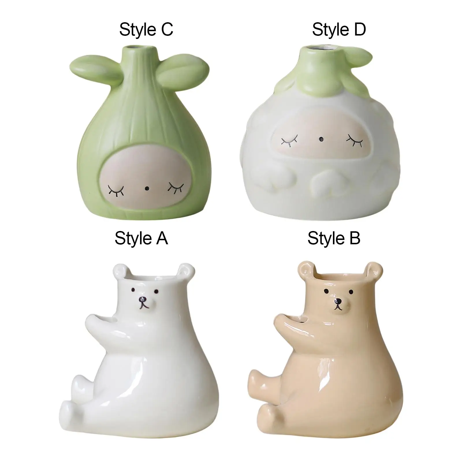 Porcelain Balcony Flower Pot Cartoon Planter Sculpture Desk Artwork Plant Holder Desk Ornament for Dining Table Versatile
