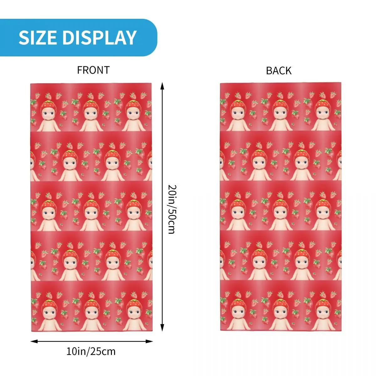 Cute Sonny Angel Strawberry Cartoon Girls Bandana Neck Cover Printed Face Scarf Warm Cycling Scarf Outdoor Sports Unisex Adult