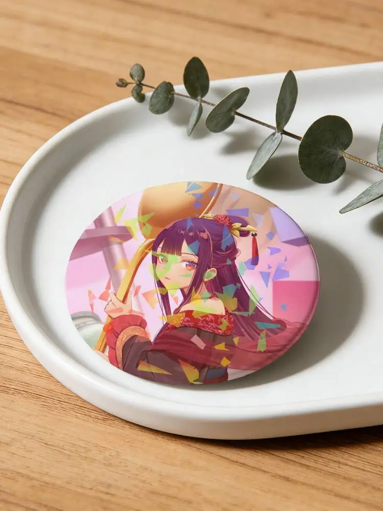 Anime Though I Am an Inept Villainess Round Badge Lapel Pins for Backpacks Briefcase Laser Brooch Clothes Gifts