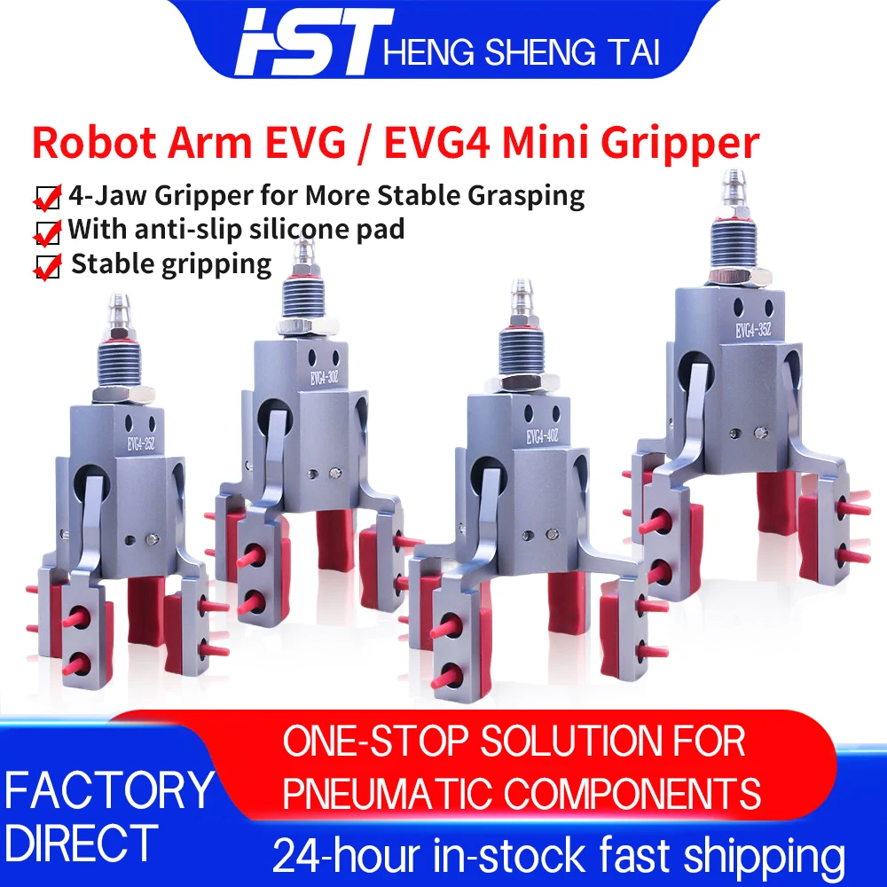 EVG/EHVG Mini Pneumatic Gripper, Widened Manipulator Fixture with Magnetic Detection and Silicone Pad for Injection Machine