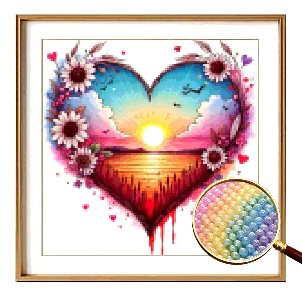 

Part Bead Cross Stitch Suit Sunset Landscape Part Beads Diy Hobby Craft Embroidery Kits Sunflower Printed Kits Wall Decoration
