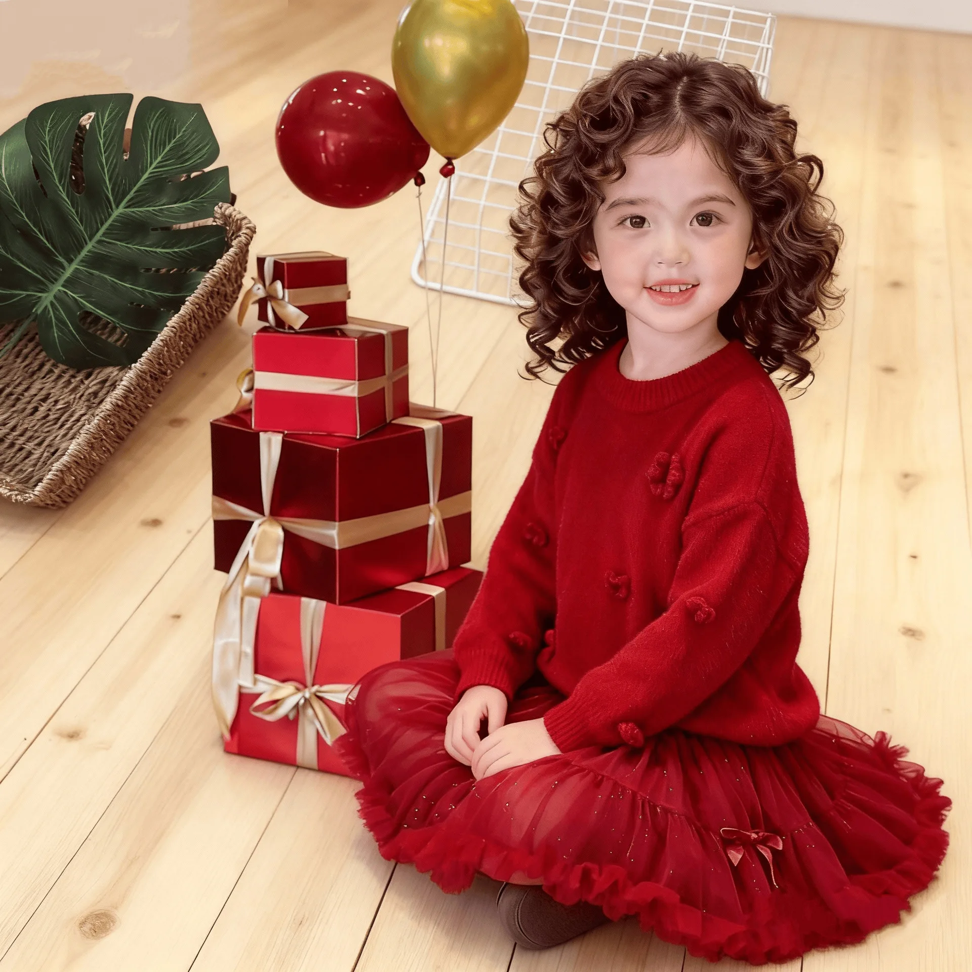 Girls Imitation Mink Top Winter 2025 New Children's Warm Thickened Knitted Sweater Girls Soft Waxy Knitted Sweater