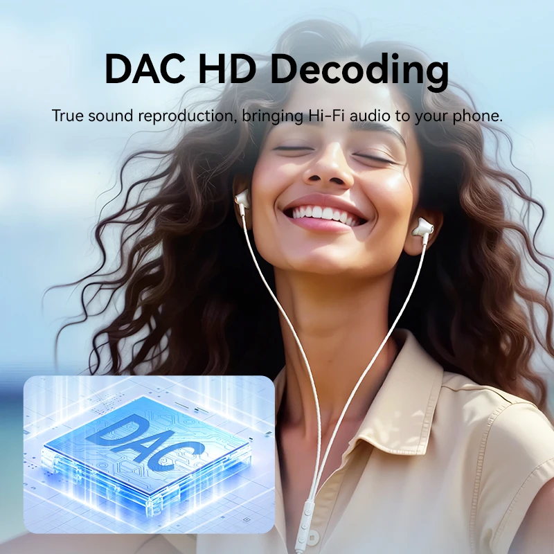 Vention ECHO LITE USB Type C Проводные наушники-вкладыши 3,5 мм с микрофоном Разъем 3,5 мм Проводные наушники HiFi Стерео Черный Белый