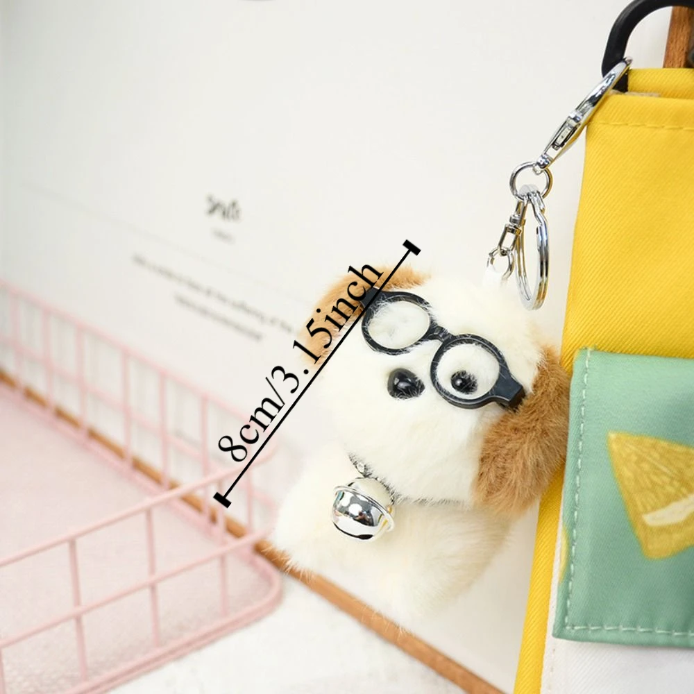 Stuffed Glassy Dog Plush Keychain Soft Lovely Glassy Dog Plush Doll Keyring Cartoon Decoration Glassy Dog Plush Pendant