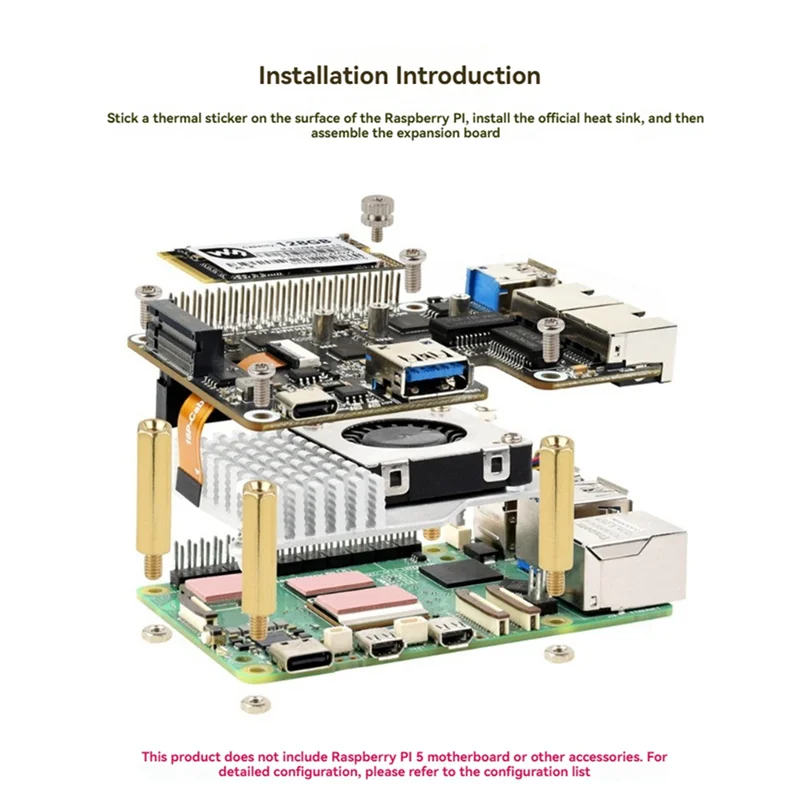 

For Raspberry Pi 5 Expansion Board Pcie To M. 2 USB ETH HAT+ Double 2.5G Ethernet USB3.2 M. 2 Nvme SSD For RPI5