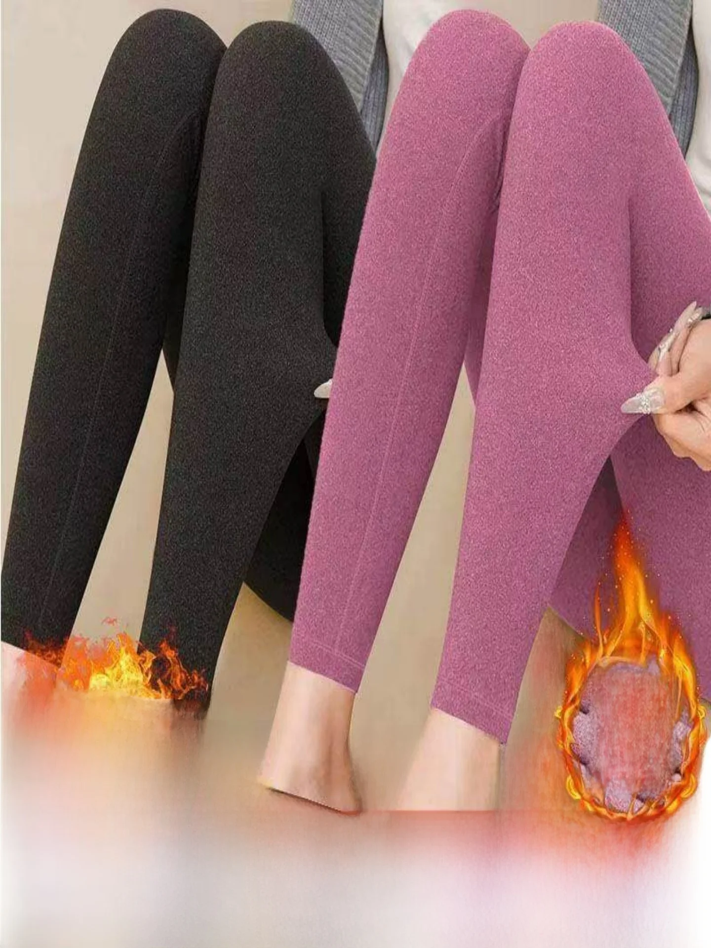 

Thickened Winter Warm Women's Fleece Lined Trousers Double Sided Brushed Slim Fit Autumn Winter Thermal Leggings Casual Pants