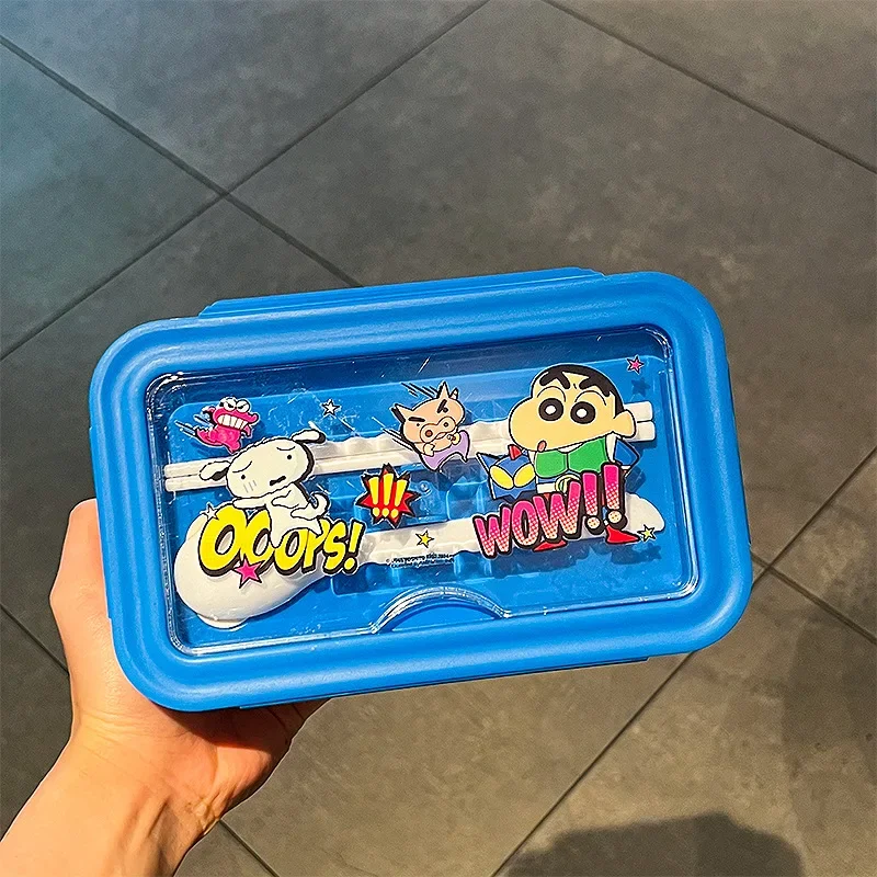 Kawaii Crayon Shinchan Series Lunch Box Sealed and Divided Lunch Box for Working Students Anime Cartoon Microwaveable Lunch Box